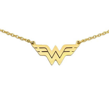 Tapp Collections Stainless Steel Superhero Pendant Necklace - color: Wonder-W / Steel Chain / Gold Color