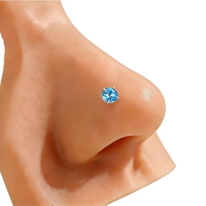 9PCS 20g Stainless Steel 316L Nose Studs Set | Hypoallergenic L-Shaped Screw & Bone Nose Rings, Round Heart Star Pink Cubic Zirconia Nose Piercing Jewelry for Women Men - style: studs004