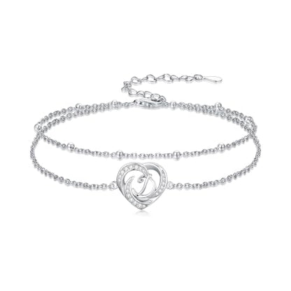 Dorunmo Initial Anklet 925 Sterling Silver Letter A-Z Layered Heart Anklet Beach Jewelry Birthday Gifts for Women - color: D