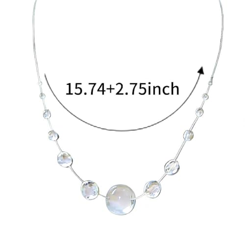 Water Drop Crystal Necklace for Women Simple Clear Minimalist Pendant Necklace Dew Drop Fashion Chain Choker Jewelry Gifts for Women