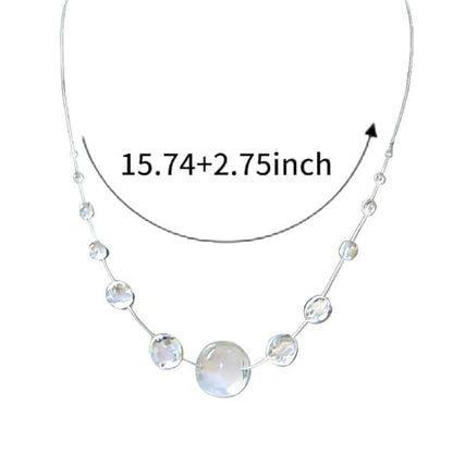 Water Drop Crystal Necklace for Women Simple Clear Minimalist Pendant Necklace Dew Drop Fashion Chain Choker Jewelry Gifts for Women
