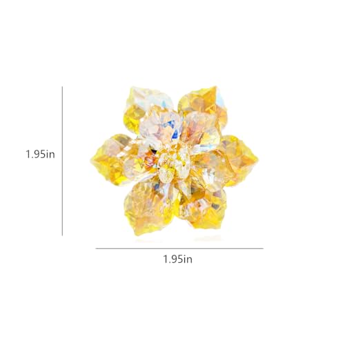 Crystal Flower Brooch Pin for Women Dress Suit Bag Hat Broochs Pins Christmas Brooch Pin Wedding Party Birthday Dance Jewelry Accessories - color: Champagne Crystal Brooch Pin