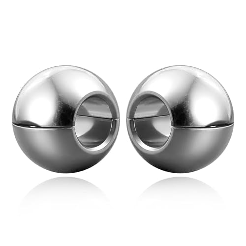 1 pair 9g ear weight Classic Spheres, Hypoallergenic 316 Stainless Steel Ear Weights Plugs Tunnels Gauges for Ear Body Jewelry Women Men - color: Silver for Ear Lobe in 12mm+ (1/2") or Large