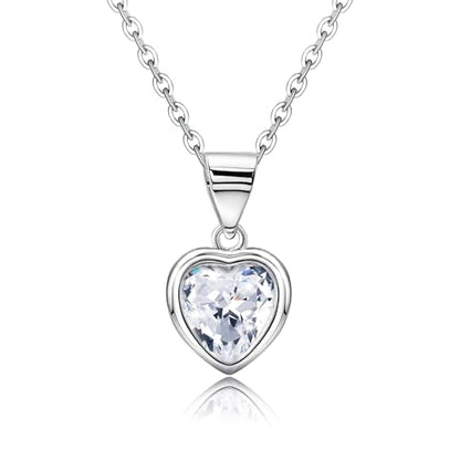 Heart Necklace for Women - Sterling Silver Small Love Heart-Shaped Pendant Necklace Hypoallergenic Cubic Zirconia Adjustable Charm Necklaces Gifts for Her