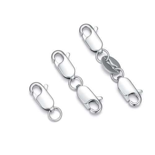 925 Sterling Silver Lobster Clasp for DIY Necklace Bracelet Jewelry Making, Double Spring Clasp with Closed Jump Rings, Necklace Extender Clasp Connector Bracelet Extension (Style 7) - style: Style 7