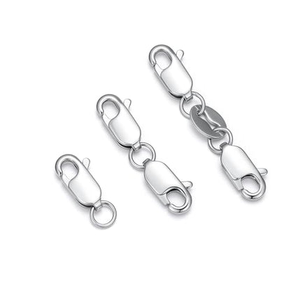 925 Sterling Silver Lobster Clasp for DIY Necklace Bracelet Jewelry Making, Double Spring Clasp with Closed Jump Rings, Necklace Extender Clasp Connector Bracelet Extension (Style 7) - style: Style 7