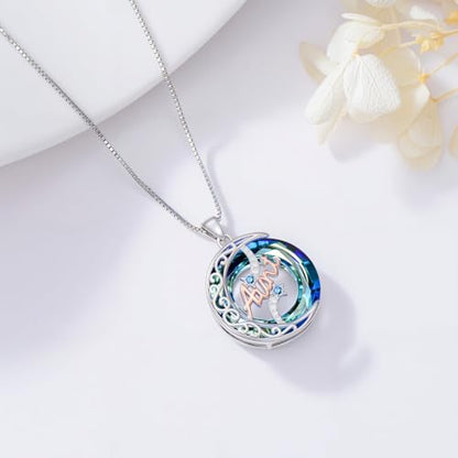 925 Sterling Silver Necklace Gifts for Women Crystal/Opal Jewelry Pendant Christmas Birthday Gift - style: Crystal-Aunt