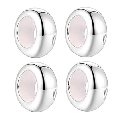 Clip Stopper Charms Sterling Silver Rondelle Spacer Bead Charm Stopper Charm for Pandora Charm Bracelets - color: Silver (4 pcs)
