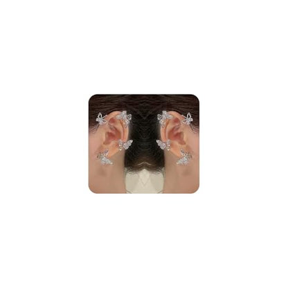 Shining Butterfly Ear Cuffs Zircon Butterfly Earrings for Women Ear Cuffs for Women Non Piercing Ear Wrap Around Earrings - color: C