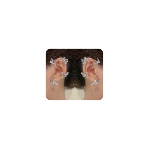 Shining Butterfly Ear Cuffs Zircon Butterfly Earrings for Women Ear Cuffs for Women Non Piercing Ear Wrap Around Earrings - color: C