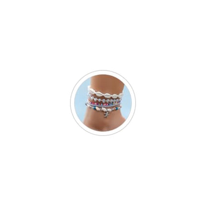 Beaded Anklet Bracelets For Women Waterproof Gold Anklets Jewelry Set Stack | non tarnish free pearl puka seashell beach boho stretchy anklet for summer dainty and tewiky gold plated - color: Colorful Beads