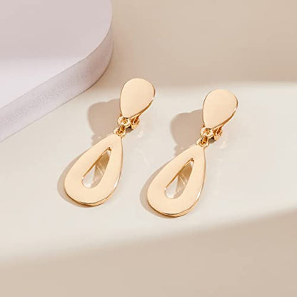 MUYAN Gold Clip On Drop Earrings for Women Non Piercing Dangle Earrings Fashion Jewelry - color: A Clip Gold