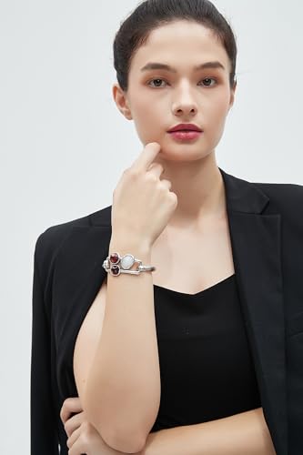 Gold Cuff Bracelet for Women Chunky Bracelet Statement Bracelet | Chunky Bangle Bracelets for Women Silver Beaded Open Bangle Stackable Stretch Bead Bracelet Boho Jewelry Gift for Wife Couple - style: Silver Bangle Bracelets