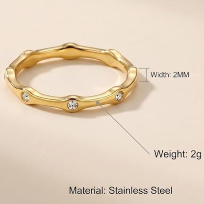 JUDE Jewelers 2mm Stainless Steel Stackable Eternity Wedding Band Ring - color: Gold
