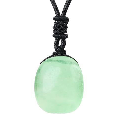 Anjiucc Natural Gemstone Tree of Life Black Obsidian/Golden Obsidian Pendant Necklace for Male and Female Necklace - color: Green Fluorite