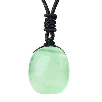 Anjiucc Natural Gemstone Tree of Life Black Obsidian/Golden Obsidian Pendant Necklace for Male and Female Necklace - color: Green Fluorite