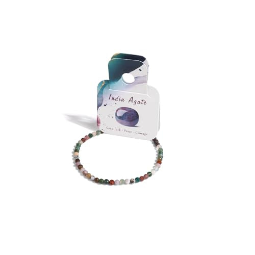 Healing Crystal Bracelet Clear Quartz Faceted Beaded Bracelets for Women Men 3mm Natural Stone Adjustable Handmade Stretch Bracelet Reiki Spiritual Jewelry Fashion Gifts - color: Indian Agate