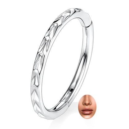 PEAKLINK 16G Arrow Nose Hoop Ring Conch Helix Cartilage Earring Hinged Segment Seamless Clicker Ring Surgical Steel Septum Jewelry Rook Daith Lip Tragus Piercing Jewelry for Women Men - color: Side Arrow,Silver