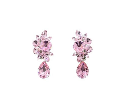 Faship Statement Dangling Floral Clip On Earrings For Women - color: Light Pink
