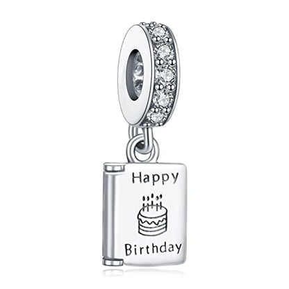 LaMenars 925 Sterling Silver Charms for Pandora Bracelets & Necklaces | Bead Charms Birthday Holiday Jewelry Gifts For Women - color: Happy Birthday Cake Dangle