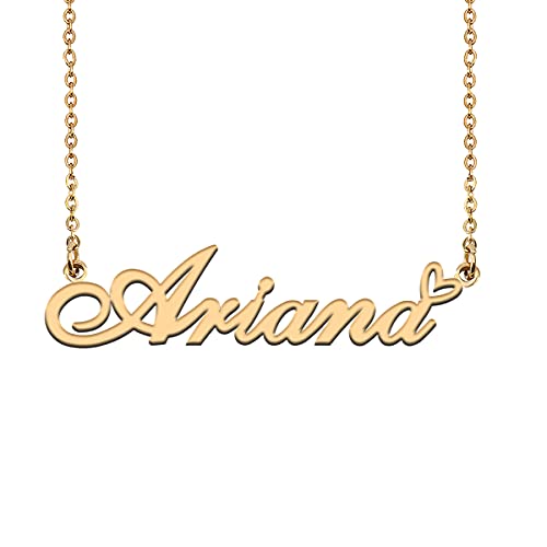 HUAN XUN Custom Name Necklace for Women Stainless Steel Customized Jewelry | 18k Gold Plated Nameplate Heart Pendant,Adjustable Delicate Chain,Personalized Gifts for Mother Day Christmas Birthday - color: Ariana - Gold
