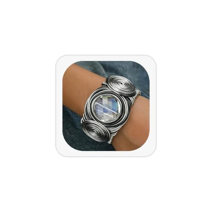 Chunky Cuff Bracelets for Women Wide Gold/Silver Cuffs Bangle Hollow Out Adjustable Bracelets Punk Vintage Jewelry - style: Black Crystal