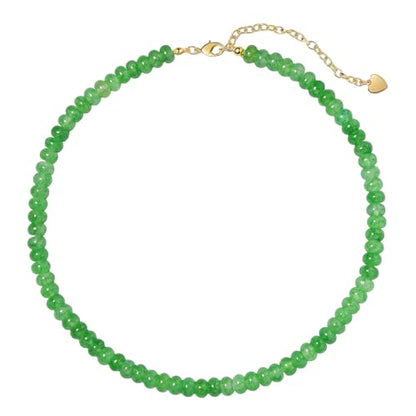 Beaded Necklace for Women,Natural Gemstone Necklace for Women,Colorful Bead Choker Necklace Handmade Surfer Beach Necklace Trendy Jewelry Gift for Women - style: 5x8MM-Green