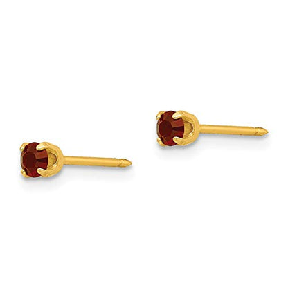 Inverness 24k Plated January Red Crystal Month Stone Earrings in Luxurious