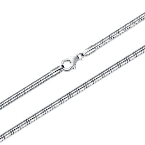 925 Sterling Silver Snake Chain 1MM 1.5MM 2MM 3MM Round Flexible Italian Snake Chain Necklace for Women Men 18, 20, 22, 24, 26 Inch - color: 3mm, size: 20 inches