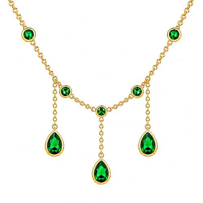 Rich London 18K Rose Gold Plated 2-in-1 Clover Heart Pendant Necklace for Women | Elegant Crystal Charm Jewellery - color: Green 3 Drop
