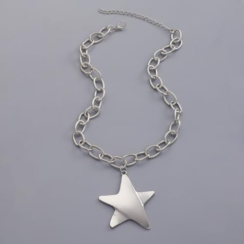 Big Star Necklace Chunky Necklace for Women Boho Thick Chain Statement Necklace Trendy Large Star Pendant Necklace Bold Vintage Chunky Jewelry - style: 3 - S