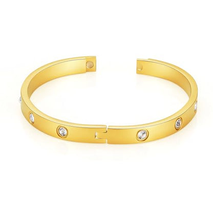 Gold Chain Bangle Bracelets For Women,18K Gold-plated Friendship Love Stainless Steel Jewelry Birthday Gifts Jewelry - color: Golden