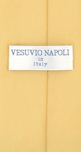 Vesuvio Napoli PreTied Men's Necktie Solid Color Mens Adjustable Zipper Neck Tie - color: Gold