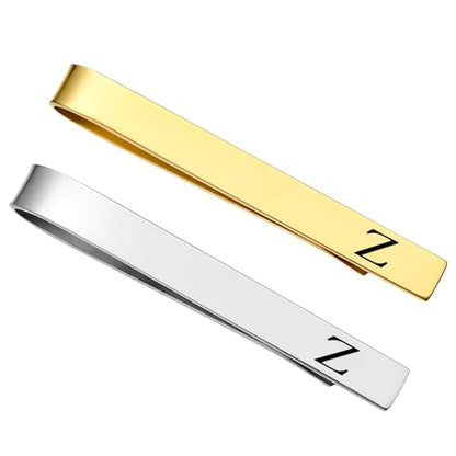 GWD Stainless Steel Tie Clips for Men Personalized Initial Tie Clip Classic Tie Bar Set - color: Z