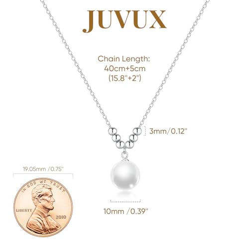 Pearl Necklace for Women 925 Sterling Silver Single Pearl Jewelry with Shell Pearl Pendant - Dainty Choker Necklace Suitable for Anniversary, Wedding, Birthday Gifts - color: Bead Silver