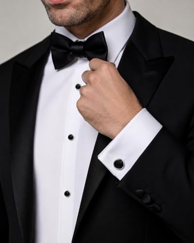 Men's Cufflinks & Tuxedo Studs Set - 316L Stainless Steel Formal Wedding Jewelry, Groomsmen Gift Set with Gift Box - color: 8pcs Silver