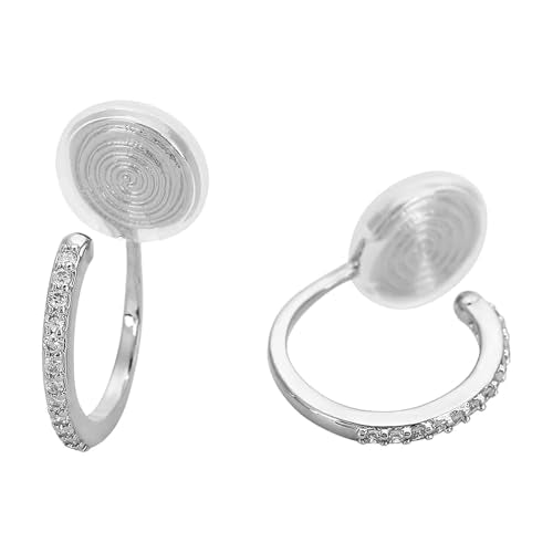 Clip On Earrings for Women 14K Gold Plated Hoop CZ Huggie Hoops Small Adjustable Non Pierced Fake Golden Earrings Invisible Hoop Clip On Earrings - color: 1 Pair Silver
