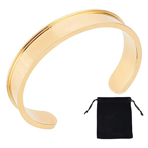 UNICRAFTALE 1pc Cuff Bracelet Blank Grooved Bangles Adjustable Empty Open Bangles for Inlay 50-60mm for Jewelry Making Supplies DIY Gemstone Inlay Crafts Stainless Steel Hair Tie Bracelet - size: 50-60mm