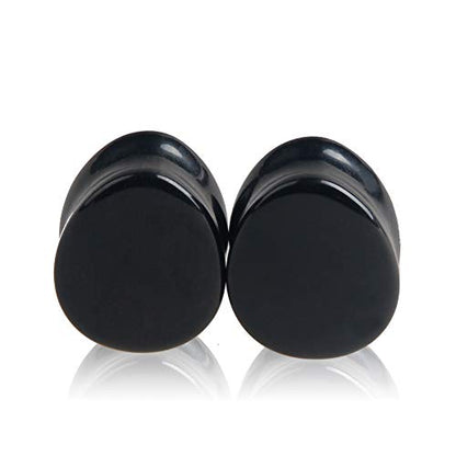HQLA 1 Pair Teardrop Black Obsidian Natural Stone Plug Tunnels Ear Gauges Expanders Stretcher Body Piercings - style: 7/8"(22mm)