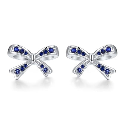 925 Sterling Silver Birthstone Bow Stud Earrings for Girls Women Bow Jewelry Birthday Gifts for Teens Kids Girls Bowknot Stud Earrings - color: 09.September
