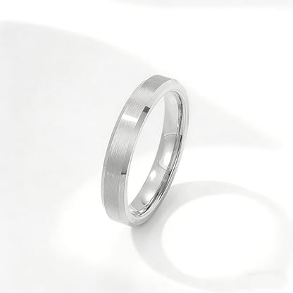 Stainless Steel Wedding Band Ring For Men Women | Sandblasted matte finish, 4mm/6mm/8mm widths, steel/black/gold-tone colors, everyday wear, wedding - color: Matte-4mm-Silver