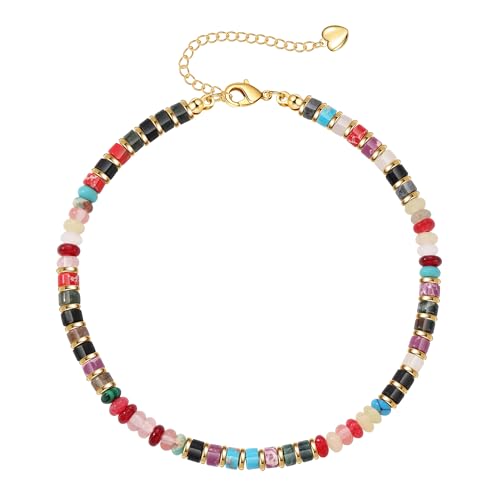 Natural Stone Beaded Anklets for Women Teen Girl Gifts Trendy Stuff Boho Anklet Colorful Bead Ankle Bracelets for Women Waterproof Handmade Beach Gifts Summer Jewelry Birthday Christmas Gift - color: Colorful