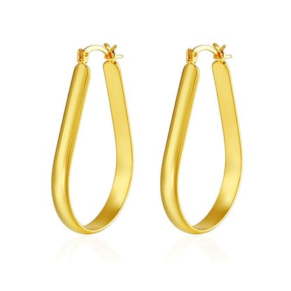 Oval Hoop Earrings 4.8mm Wide Large Chunky Lightweight Big Hoop Earrings 18K Gold Plated Minimalist Jewelry for Women 20/30/40mm - color: Gold-38mm Inner Diameter