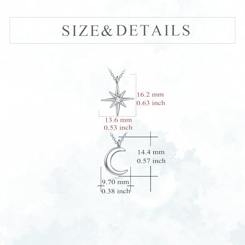 LUHE Star Moon Necklace for Women Sterling Silver Moon Pendant Necklace Star Jewelry Gifts for Women - style: star moon 3