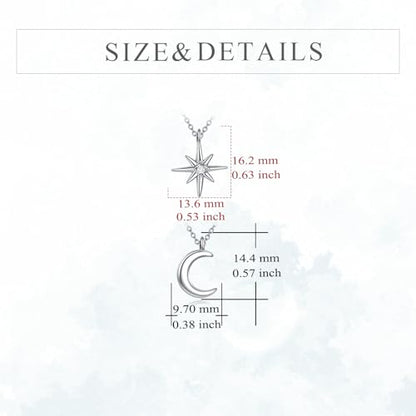 LUHE Star Moon Necklace for Women Sterling Silver Moon Pendant Necklace Star Jewelry Gifts for Women - style: star moon 3