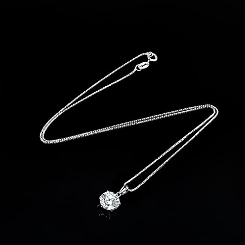 JewelryPalace Round 1ct 2ct 3ct Cubic Zirconia Solitaire Pendant Necklace for Women, 925 Sterling Silver 14k White Gold Plated Necklaces for Her, Classic Simulated Diamond Jewelry Set, 18 Inches chain - color: G-3ct-CZ-Sterling Silver