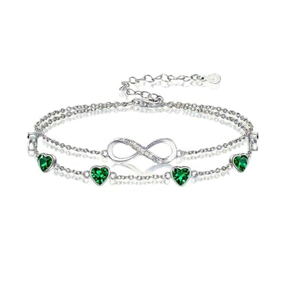 Prismata Infinity Birthstone Charm Link Bracelet/Anklet 925 Sterling Silver Adjustable 12 Months Birthstone Infinity Bracelet/Anklet Birthday Jewelry Gifts for Women Her - color: 05-May, size: 7'+2' Bracelet