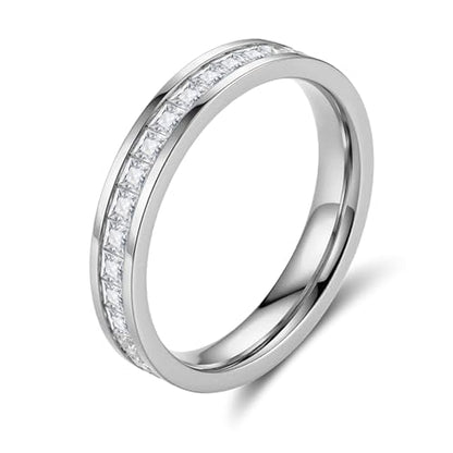 Minimalist & Romantic Single-Row Diamond Ring for Daily, Date & Wedding - color: White Gold