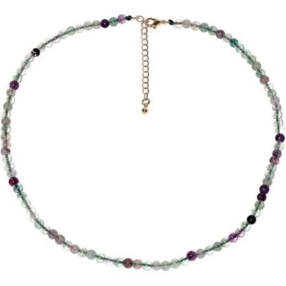 Simple 4mm Gemstones and Crystals Choker Necklace Unisex 16"-18" | Necklaces for Women Men, Adjustable, 40-45 cm Chain Length, Handmade, Spiritual Gemstones, Positive Energy, Daily Wear - style: Fluorite
