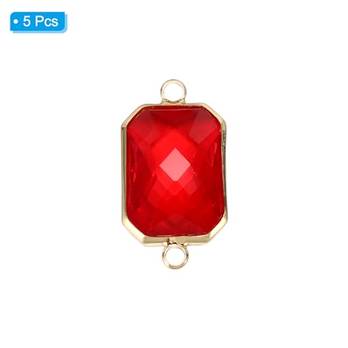 PATIKIL Birthstone Connector Link, Diamond Clear Charm Links, Glass Jewelry Findings Crystal Bead Link for Drop Dangle Pendants Necklace Bracelet Earring - color: Red